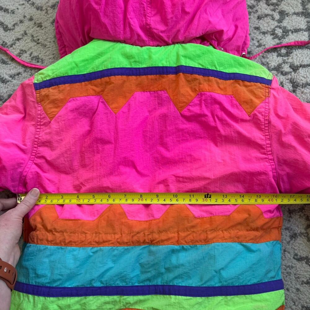 Vtg 1980s 1990s Rothschild Colorblock Hooded Winter Coat Youth Size Medium - Picture 11 of 12
